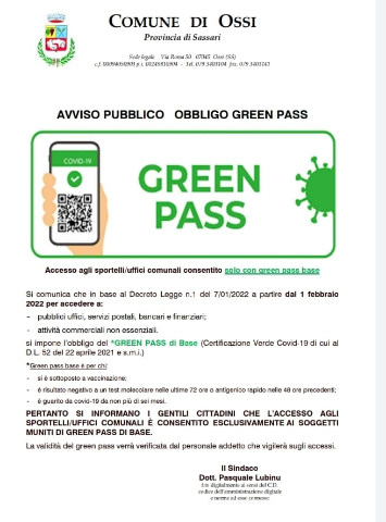 Obbligo GREEN PASS